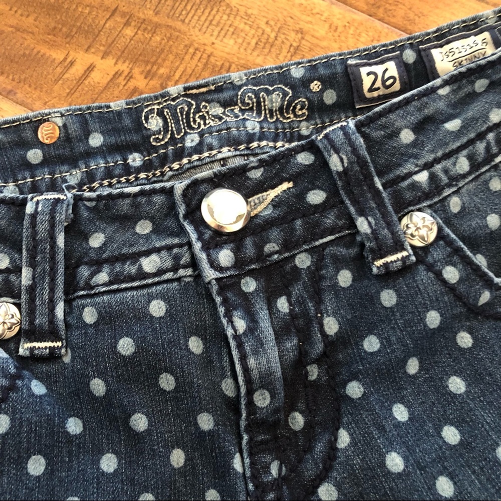 Polka Dot Skinny Jeans - Navy - Picture 5 of 8